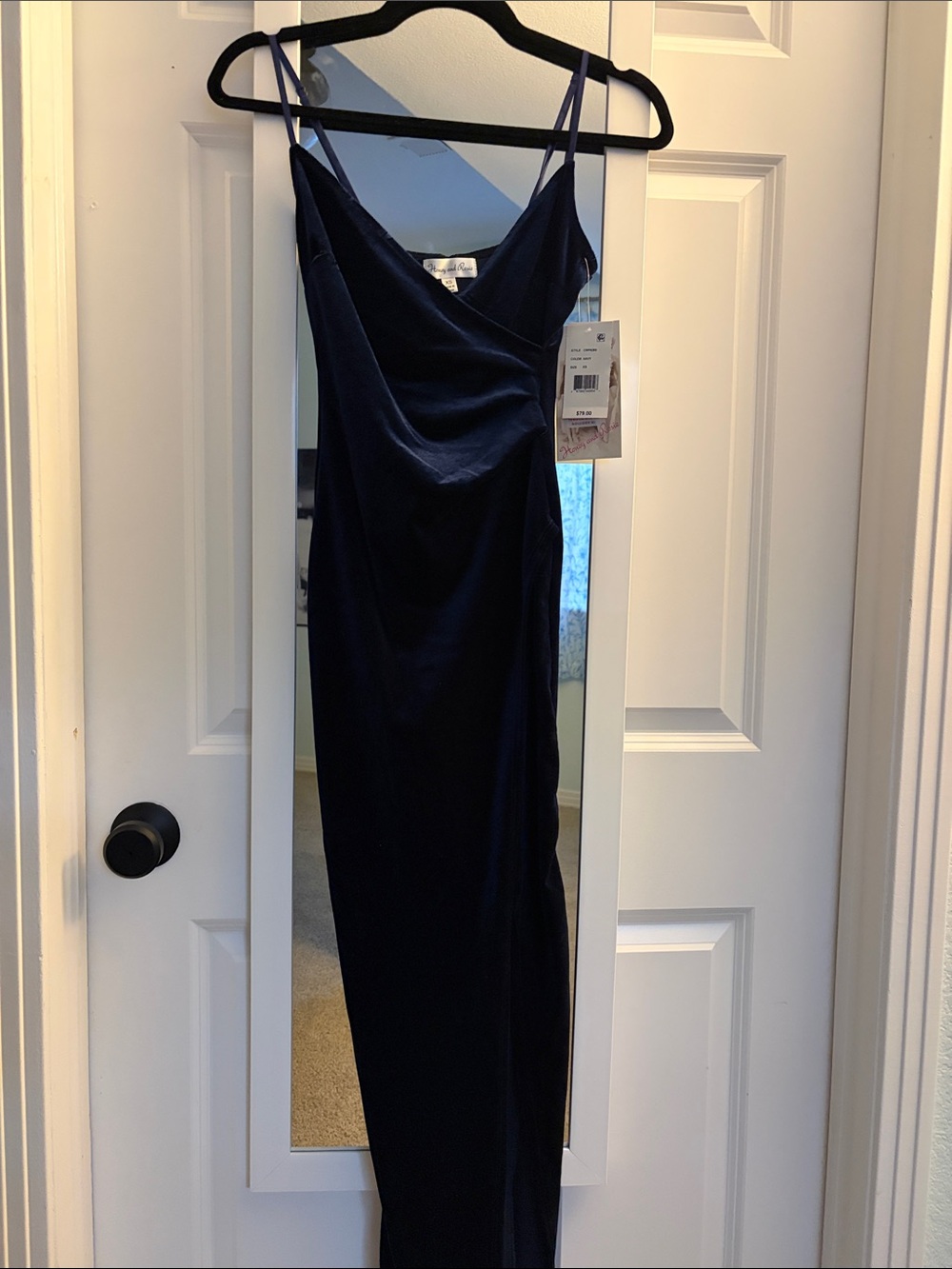 Navy Velvet Floor Length Dress - Elegant Evening Gown, or perfect for homecoming